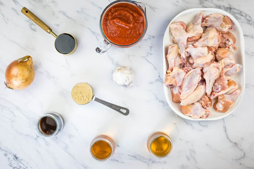 Ingredients to make Ninja Woodfire Grill Smoky Wings with Jack Daniel's BBQ Sauce.