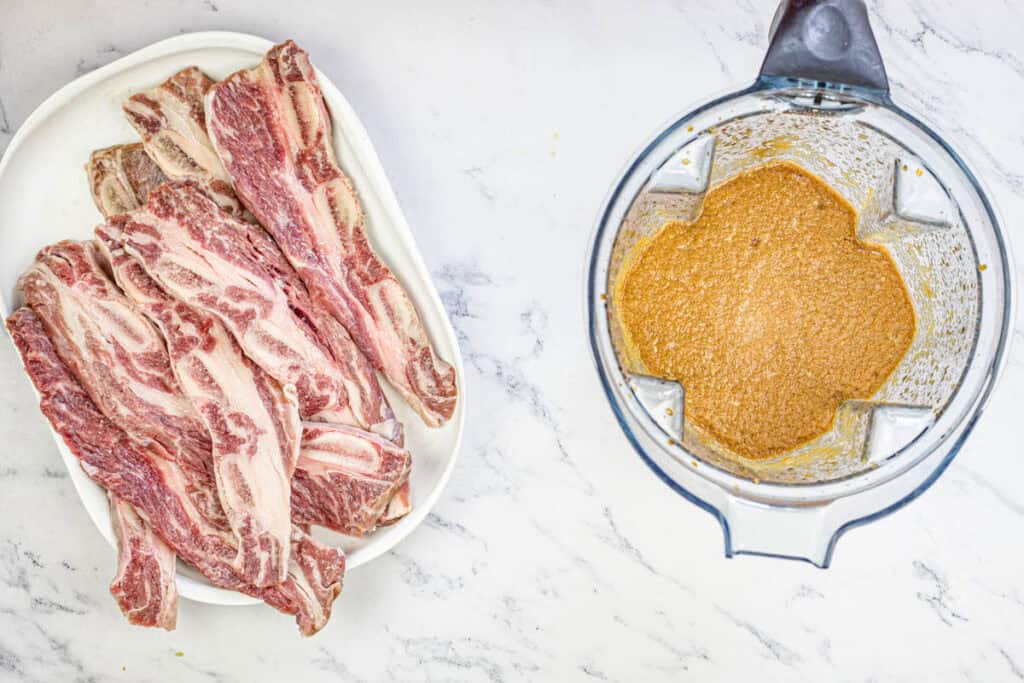 Korean short ribs and marinade.