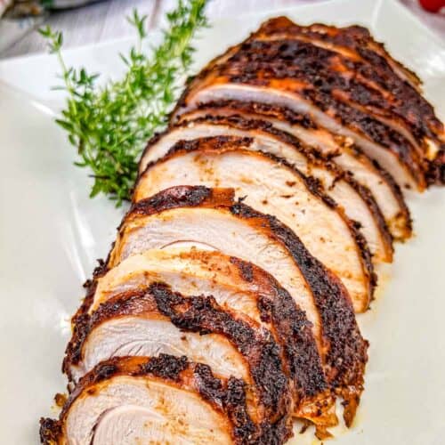 A plate of Smoked turkey breast.