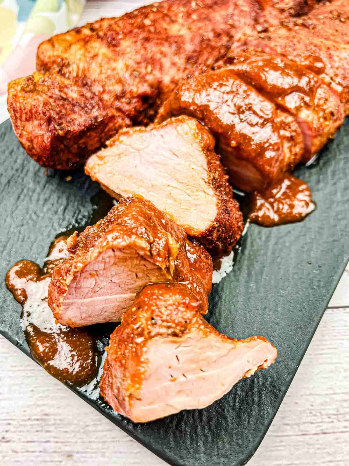 Ninja Woodfire Outdoor Grill Smoked Pork Tenderloin with Mezcal BBQ Sauce-image