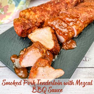 A square image of Smoked Pork Tenderloin with Mezcal BBQ Sauce.