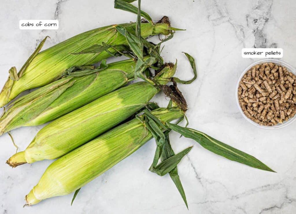 Ninja Woodfire Outdoor Grill-Smoked Corn On the Cob ingredients with labels.