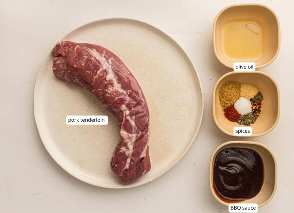 Grilled Pork Tenderloin ingredients with labels.